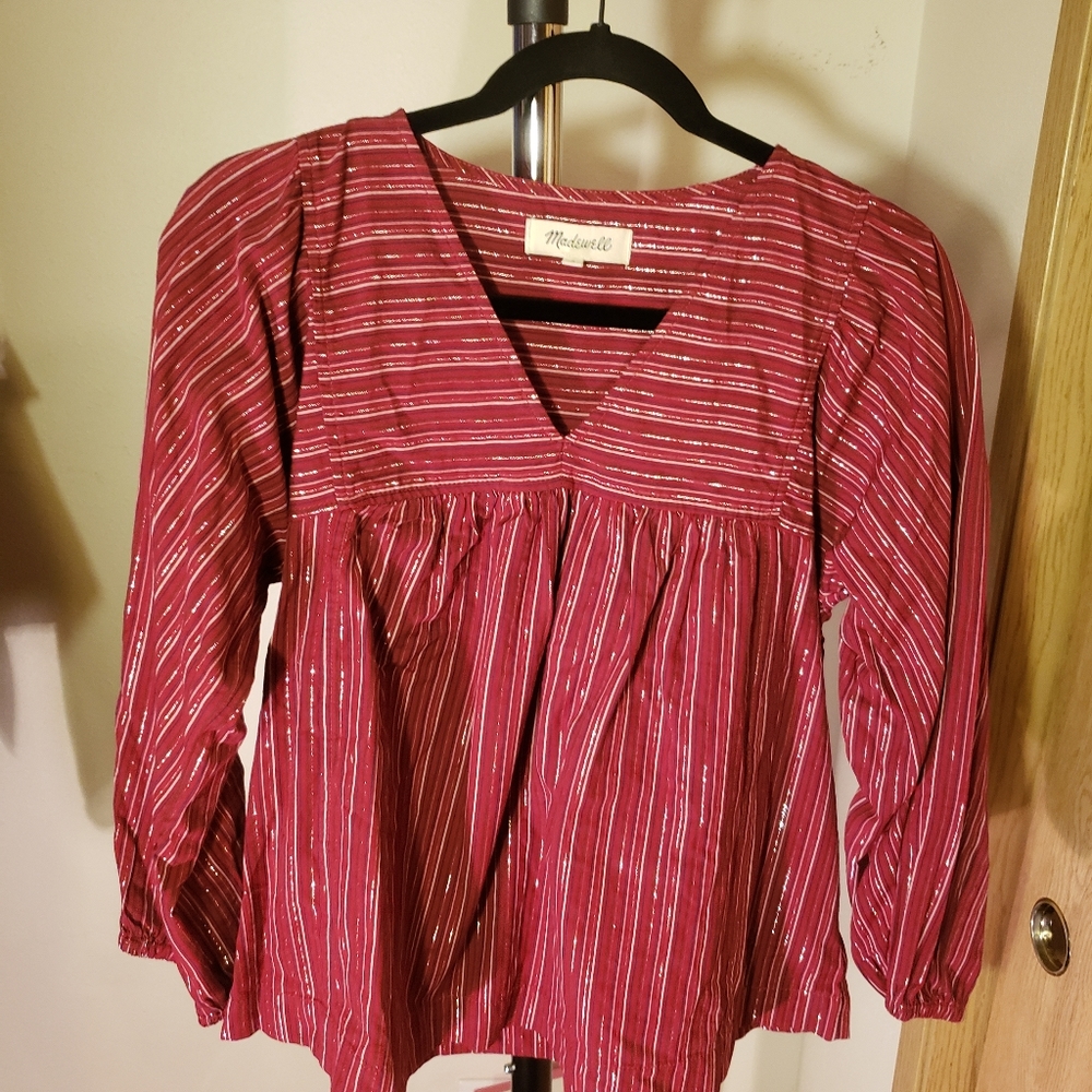 EUC Madewell women's red sparkle top